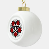 Pentagram met rode rozen keramische bal ornament (Rechts)