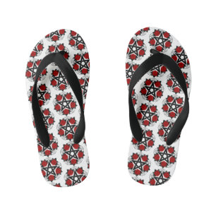 Pentagram met rode rozen kinder teenslippers