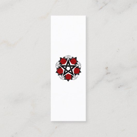 Pentagram met rode rozen klantenkaartje (Voorkant)