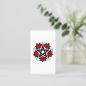 Pentagram met rode rozen kortingskaartje (Staand voorkant)
