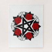 Pentagram met rode rozen legpuzzel (Verticaal)
