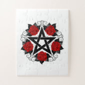 Pentagram met rode rozen legpuzzel (Verticaal)