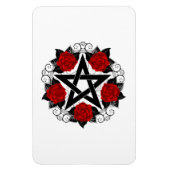 Pentagram met rode rozen magneet (Verticaal)