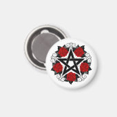 Pentagram met rode rozen magneet (Voorkant / Achterkant)