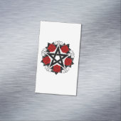 Pentagram met rode rozen magnetisch visitekaartje (Voorbeeld)