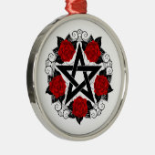 Pentagram met rode rozen metalen ornament (Rechts)