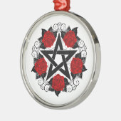 Pentagram met rode rozen metalen ornament (Links)