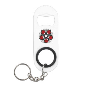 Pentagram met rode rozen mini flessenopener