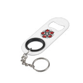Pentagram met rode rozen mini flessenopener (Achterkant Gekanteld)
