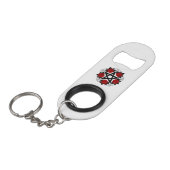 Pentagram met rode rozen mini flessenopener (Voorkant Gekanteld)