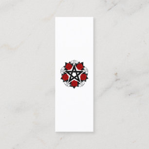 Pentagram met rode rozen mini visitekaartje