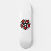 Pentagram met rode rozen persoonlijk skateboard (Voorkant)