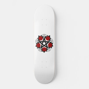 Pentagram met rode rozen persoonlijk skateboard