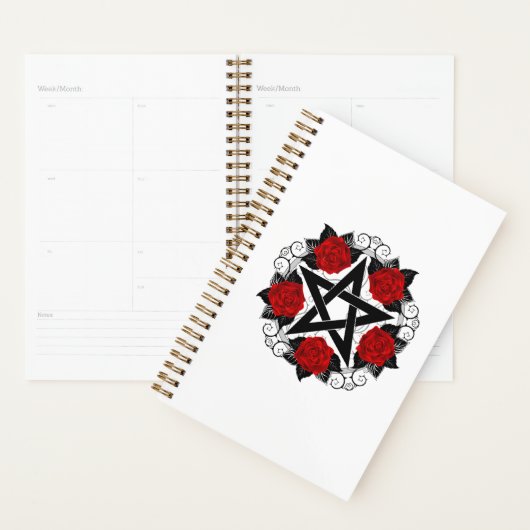 Pentagram met rode rozen planner (Display)
