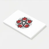 Pentagram met rode rozen post-it® notes (Schuin)