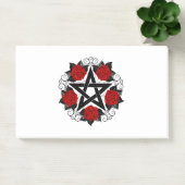Pentagram met rode rozen post-it® notes (Kantoor)