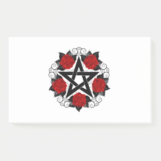 Pentagram met rode rozen post-it® notes (Voorkant)
