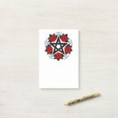Pentagram met Rode Rozen Post-it® Notes (Op bureau)