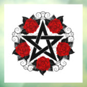 Pentagram met rode rozen raamsticker (Vel 3)