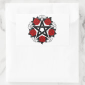 Pentagram met rode rozen rechthoekige sticker (Tas)