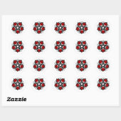 Pentagram met rode rozen ronde sticker (Vel)