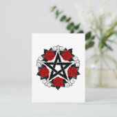 Pentagram met rode rozen RSVP kaartje (Staand voorkant)
