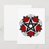 Pentagram met rode rozen RSVP kaartje (Voorkant / Achterkant)
