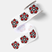 Pentagram met rode rozen satijnen lint (Achterkant)