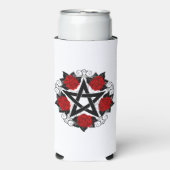 Pentagram met rode rozen seltzer blikjeskoeler (Seltzer Voorkant)