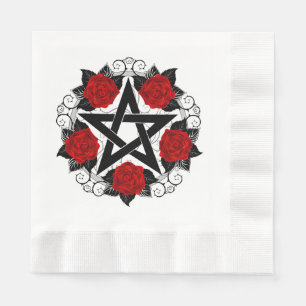 Pentagram met rode rozen servet