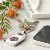 Pentagram met rode rozen sleutelhanger (Zijkant)