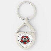 Pentagram met rode rozen sleutelhanger (Voorkant)