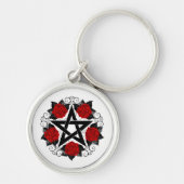 Pentagram met rode rozen sleutelhanger (Voorkant)