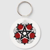 Pentagram met rode rozen sleutelhanger (Achterkant)