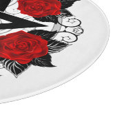 Pentagram met rode rozen snijplank (Hoek)