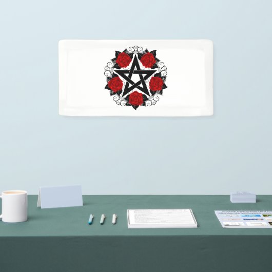 Pentagram met rode rozen spandoek (Beurs)