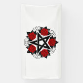 Pentagram met rode rozen spandoek (Verticaal)