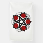 Pentagram met rode rozen spandoek (Verticaal)