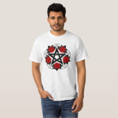 Pentagram met rode rozen t-shirt (Voorkant volledig)