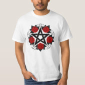 Pentagram met rode rozen t-shirt (Voorkant)