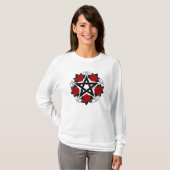 Pentagram met rode rozen t-shirt (Voorkant volledig)
