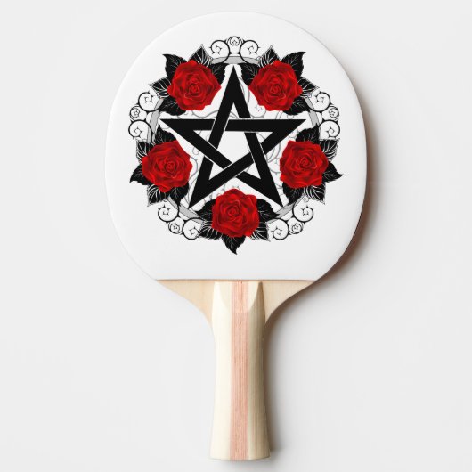 Pentagram met rode rozen tafeltennisbatje (Voorkant)