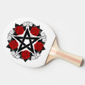 Pentagram met rode rozen tafeltennisbatje (Zijkant)