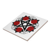 Pentagram met rode rozen tegeltje (Zijkant)