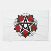 Pentagram met rode rozen theedoek (Horizontaal)