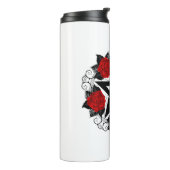 Pentagram met rode rozen thermosbeker (Gedraaid links)