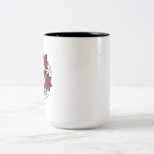 Pentagram met rode rozen tweekleurige koffiemok (Center)