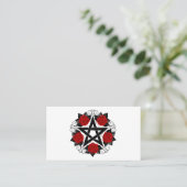 Pentagram met rode rozen visitekaartje (Staand voorkant)
