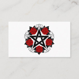 Pentagram met rode rozen visitekaartje