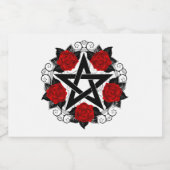 Pentagram met rode rozen voedselcontainer etiket (Enkel label)